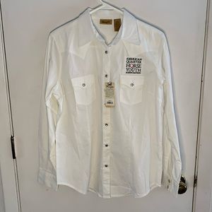Wrangler AQHYA white western button down long sleeve shirt Size Medium